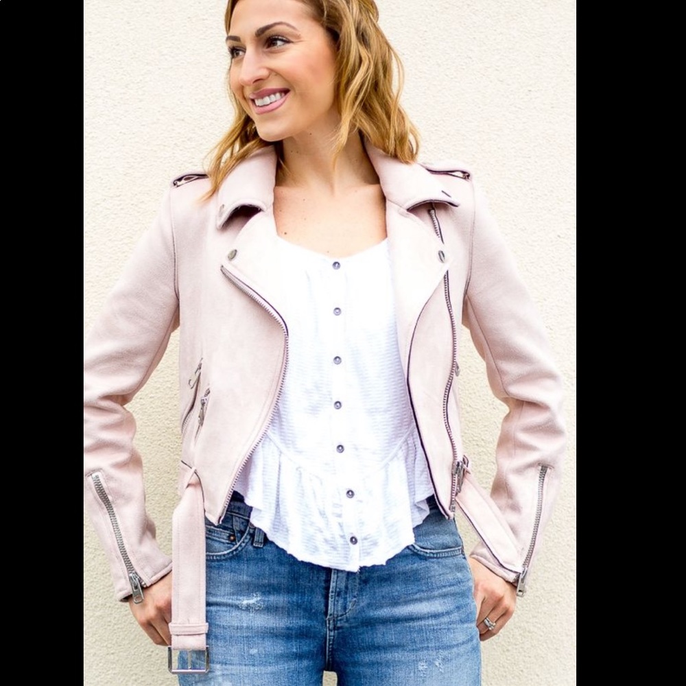 Zara Pink Suede Moto Jacket
